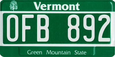 VT license plate OFB892
