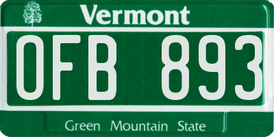 VT license plate OFB893
