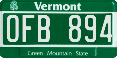 VT license plate OFB894