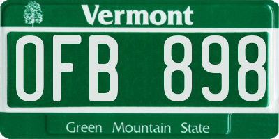 VT license plate OFB898