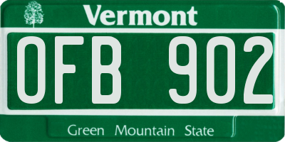 VT license plate OFB902