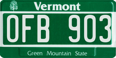 VT license plate OFB903