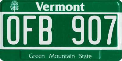 VT license plate OFB907