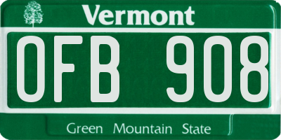 VT license plate OFB908