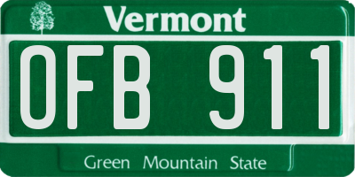 VT license plate OFB911