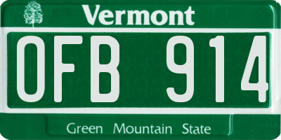 VT license plate OFB914