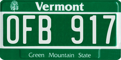 VT license plate OFB917