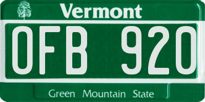 VT license plate OFB920