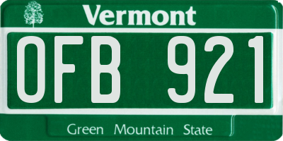 VT license plate OFB921