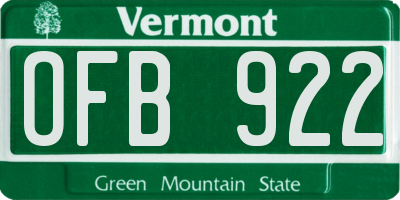 VT license plate OFB922