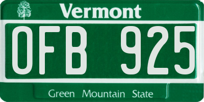 VT license plate OFB925