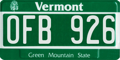 VT license plate OFB926