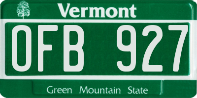 VT license plate OFB927