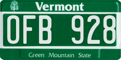 VT license plate OFB928