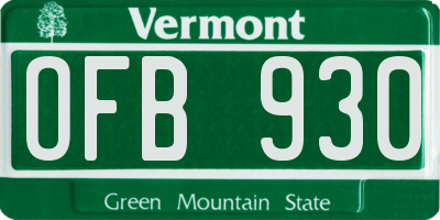 VT license plate OFB930
