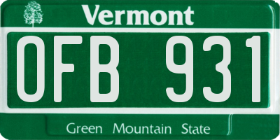 VT license plate OFB931