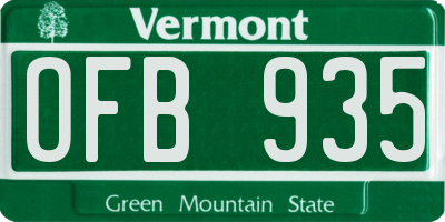 VT license plate OFB935