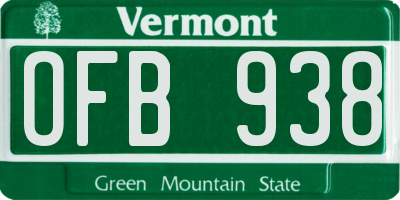 VT license plate OFB938
