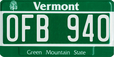 VT license plate OFB940