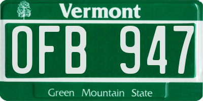 VT license plate OFB947