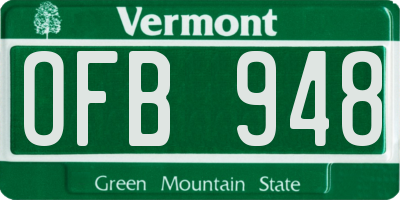 VT license plate OFB948