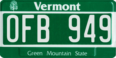 VT license plate OFB949