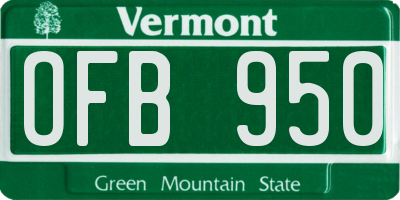 VT license plate OFB950
