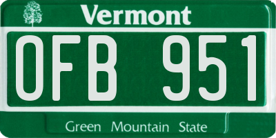 VT license plate OFB951