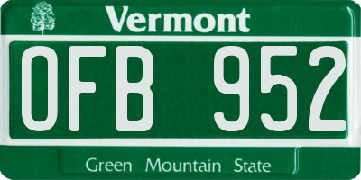 VT license plate OFB952