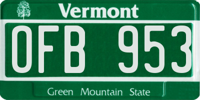 VT license plate OFB953