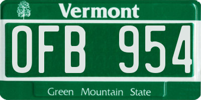 VT license plate OFB954