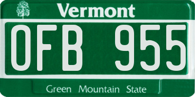VT license plate OFB955