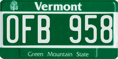 VT license plate OFB958