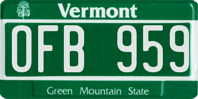 VT license plate OFB959