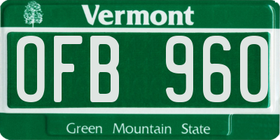 VT license plate OFB960