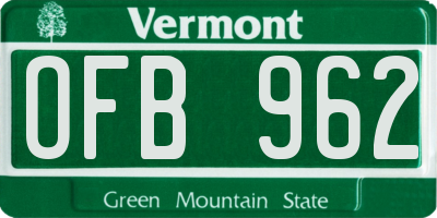VT license plate OFB962