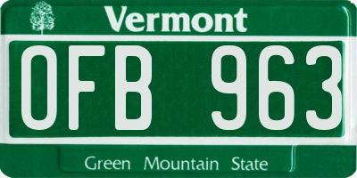 VT license plate OFB963