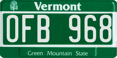 VT license plate OFB968