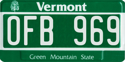 VT license plate OFB969