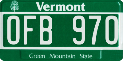 VT license plate OFB970