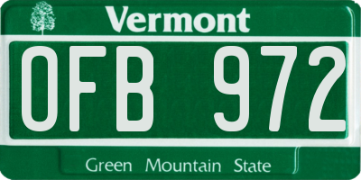 VT license plate OFB972