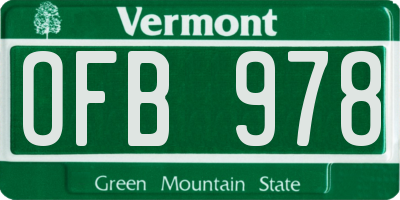 VT license plate OFB978