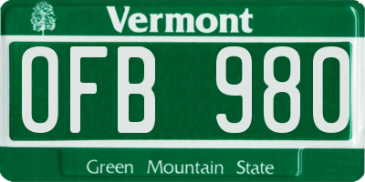 VT license plate OFB980