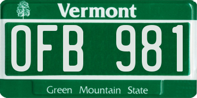 VT license plate OFB981