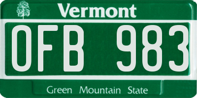 VT license plate OFB983