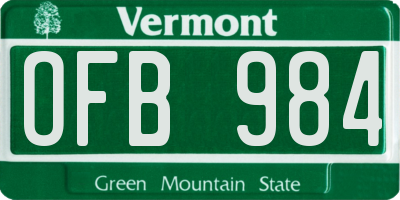VT license plate OFB984