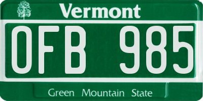 VT license plate OFB985