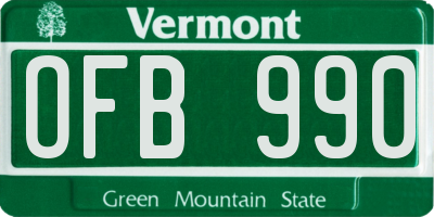 VT license plate OFB990