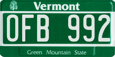 VT license plate OFB992
