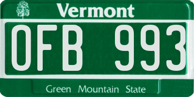 VT license plate OFB993